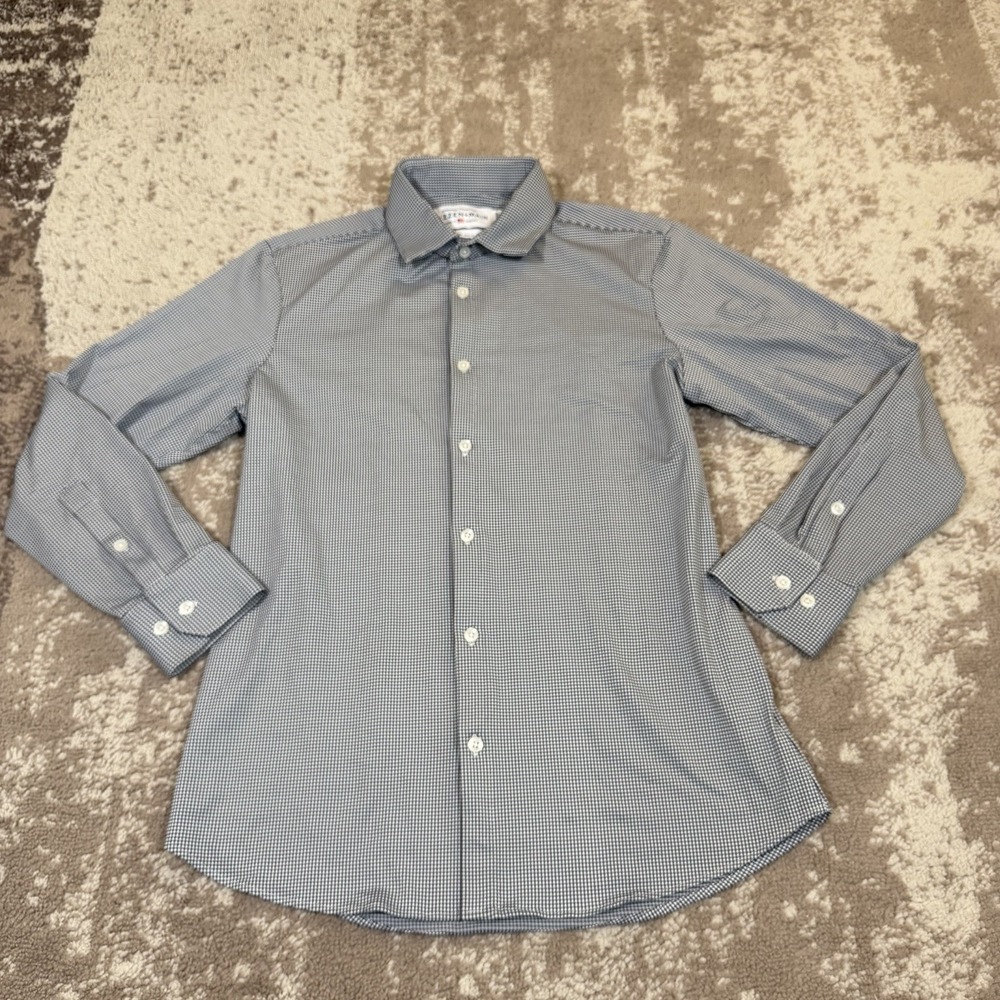 Mizzen + Main Shirt Mens Medium Trim Fit Spinnaker Collection Gingham Check